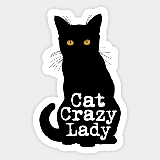 Cat Crazy Lady in Black Cat Silhouette Sticker